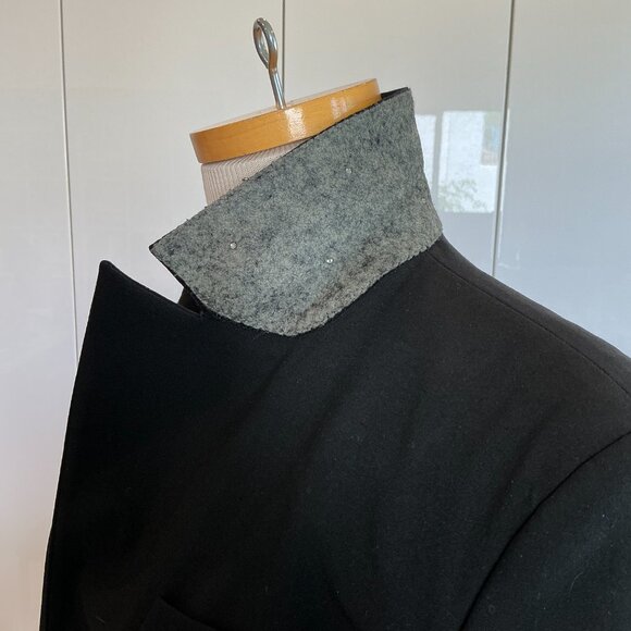 Piazza Sempione, Classic Black Blazer,  Size 46 Italian, Felted Jeweled - Picture 2 of 4